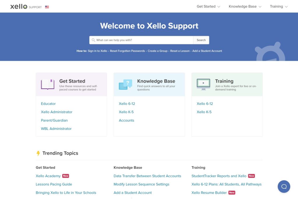 xello-support-site-screenshot